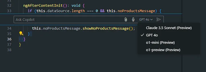 GitHub Copilot Chat Interface